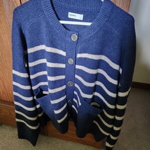 Sonoma Women's Navy Striped Sweater